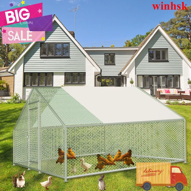 10X10FT METAL WALKIN Chicken Coop Hen Run House Cage Enclosure w
