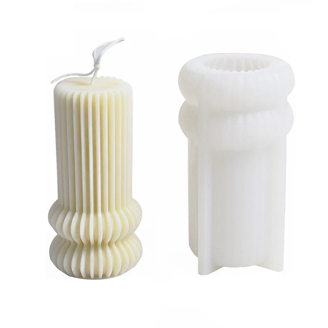 Moule Silicone Bougie Pilier Rayé – Forme Cylindrique Esthétique Pour Bougies Parfumées Et Déco