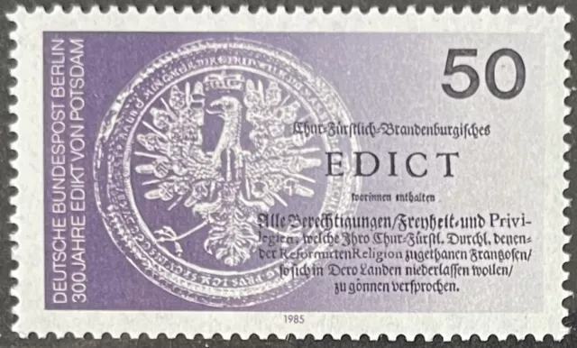 Berlin Michel Nr. 743 Postfrisch** (1985) 300. Jahrestag des Edikts von Potsdam