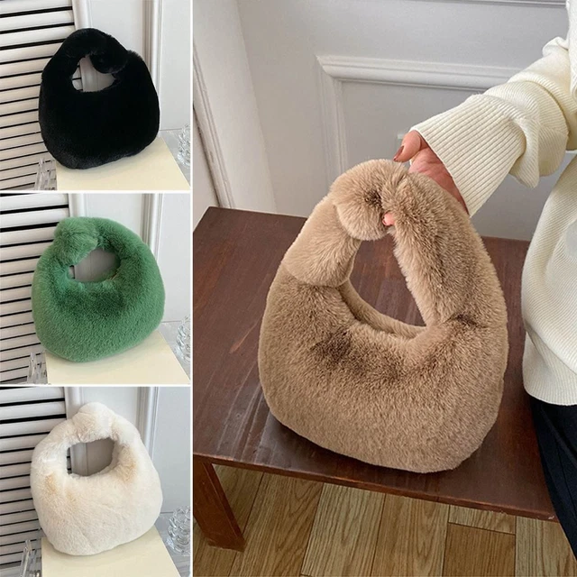 Peluche chaude Sac Demi Lune Sacs à main en fourrure Poignet Sacs Porte-monnaie