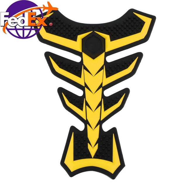 3D Rubber Universal Motorcycle Fuel Gas Tank Pad Protector Decal Sticker Yellow