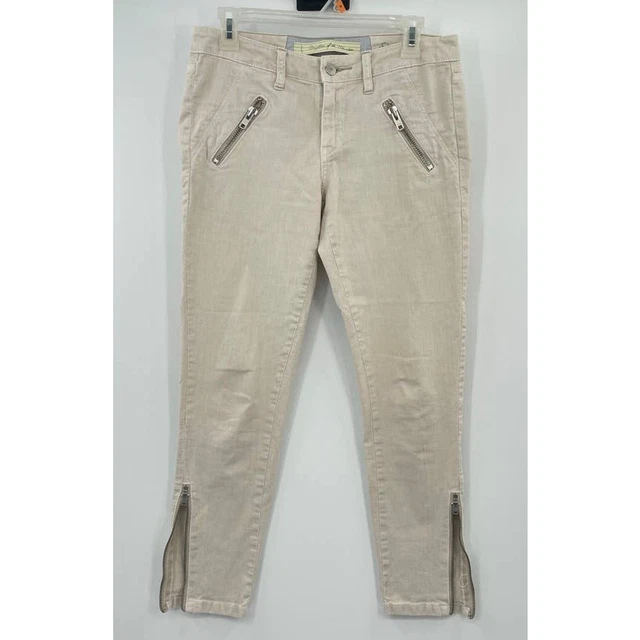 Anthropologie Daughters of the Liberation Cream Ankle Zip Pants Size 27 Skinny