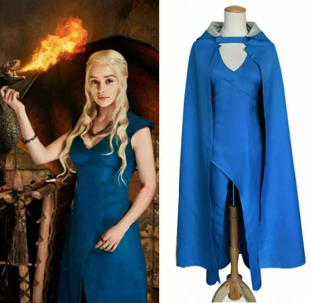 Juego de Tronos Halloween Daenerys Targaryen Elegante Vestido Capa Disfraz Cosplay u