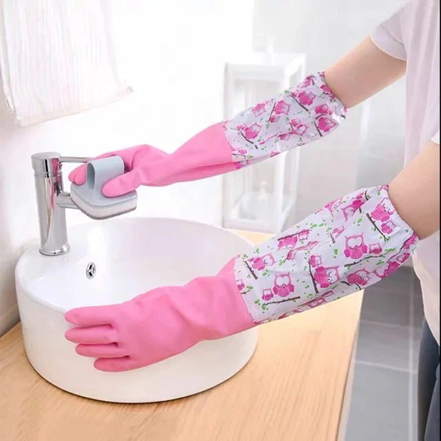 Elastic Band Cuff Rubber Dishwashing Gloves Waterproof Cleaning Gloves  Winte