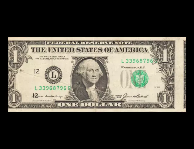 1985 ✪ 1 One Dollar Note, Major Off-Center Error ✪ VF-XF ✪ ◢Free-Shipping◣