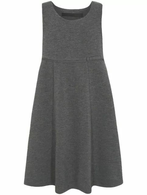 Girls Jersey School Pinafore Dress Soft & Stretchy Uniform Grey Ages 2-12