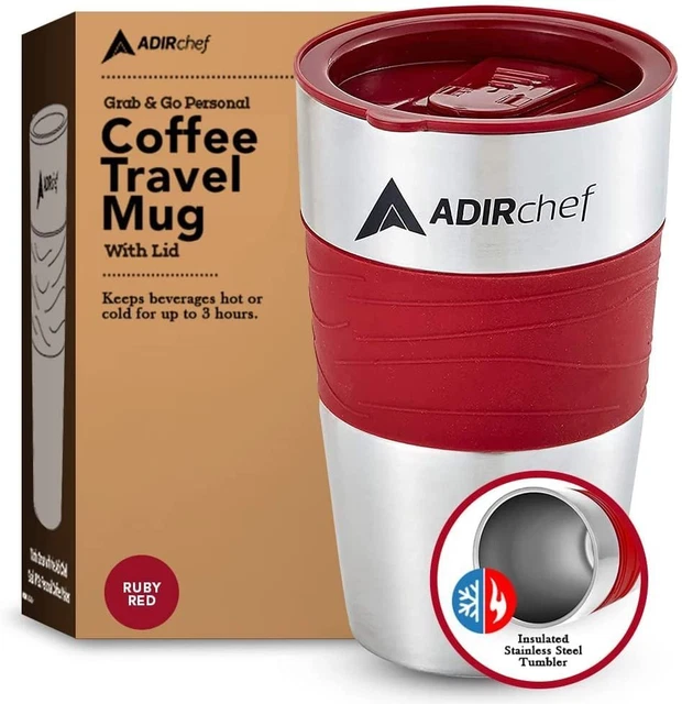 AdirChef Mini Travel Single Serve Coffee Maker & 15 oz. Travel Mug Coffee...