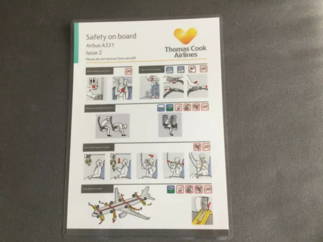 Thomas Cook Airlines Airbus A321 Issue 2 Safety On Board Card - Turquoise Corner