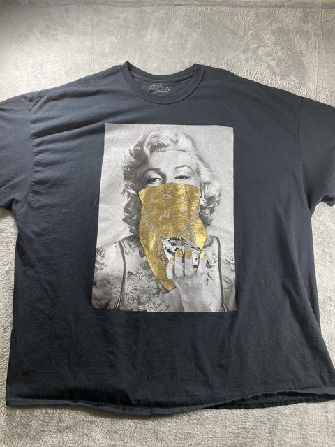 Marilyn Monroe Mens Short Sleeve 5XL Black Gold Foil Bandana Graphic T-Shirt