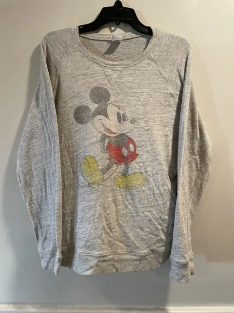 Vtg Disney Character Fashions Sweatshirt Large Mickey Mouse Grey Crewneck USA