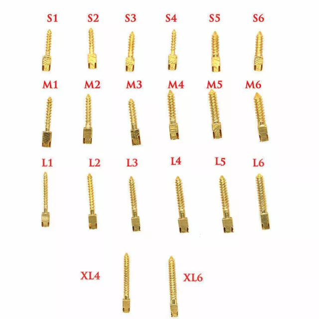 30 Pcs Dental Screw Post Plated 24K Gold Conical Refill S/M/L/XL For Root Canal