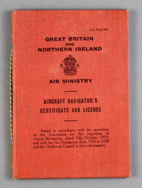 Flugzeugnavigatoren Luftministerium Zertifikat & Lizenz 1945 Flugzeug Pilot Boac