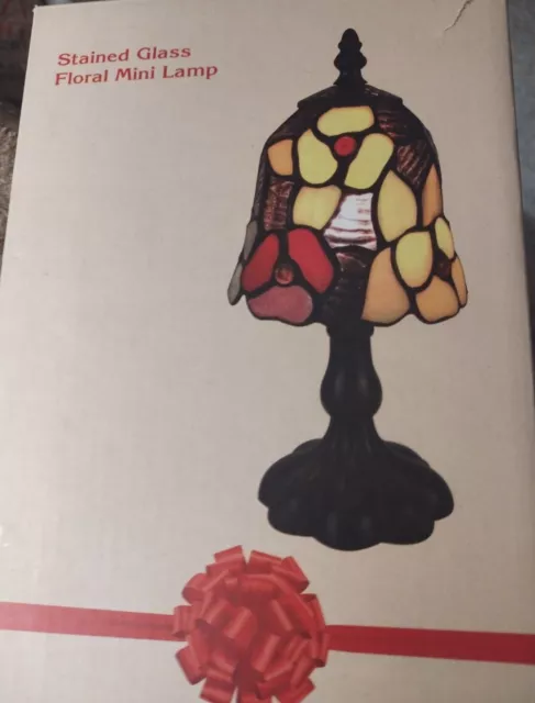 Cracker Barrel Stained Glass Floral Mini Lamp