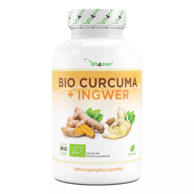 Bio Curcuma + Ingwer - 240 Kapseln (V)   4400mg pro Tag - Hochdosiert - Curcumin