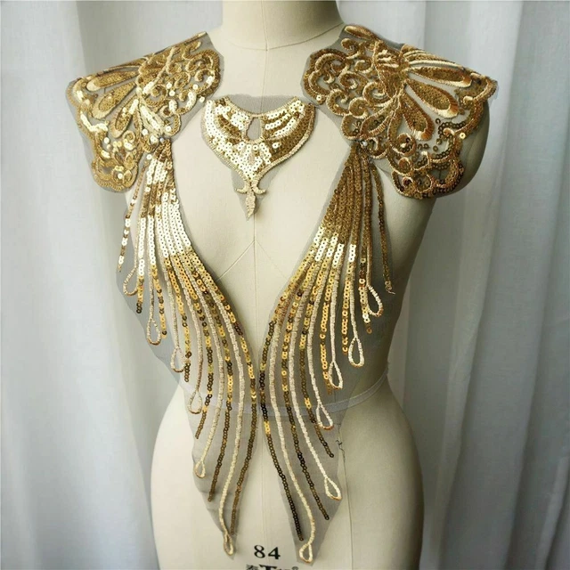 Set di decorazioni per abiti da sposa con toppe cucite in tessuto di pizzo...