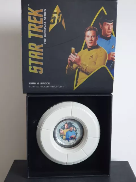 Tuvalu Star Trek Kirk & Spock Raumschif 1 Dollar 2016 Original Serie 1 Oz Silber