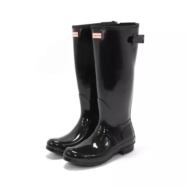 NEW Hunter Womens Original Tall Back Adjustable Gloss Waterproof Rain Boots