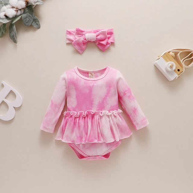 Vestiti neonata neonata romper tuta tintura cravatta top fascia 9