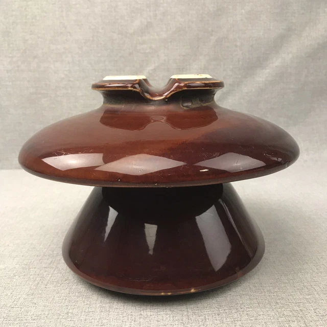 Antique Brown Locke Jumbo Porcelain Insulator Huge Mushroom - 1920's Era