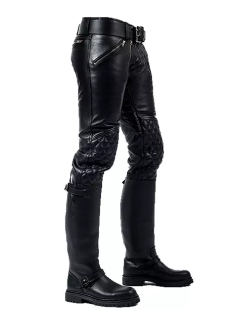 Genuine cowhide handmade leather pants pure leather motor biker Trousers  for men