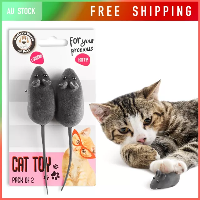 2/6PCS Mice Mouse Rattle Squeaker Cat Toy Interactive Kitten Playing Kitty Gifts