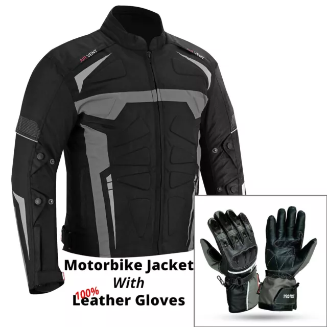 Motorcycle Racing Waterproof Cordura Textile Jacket Motorbike Leather Gloves CE