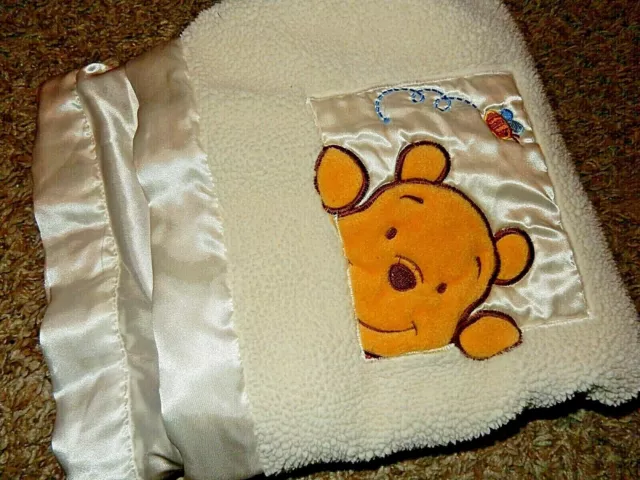 1D 30x40 Kidsline Disney Winnie the Pooh Plush Sherpa Satin Crib baby Blanket