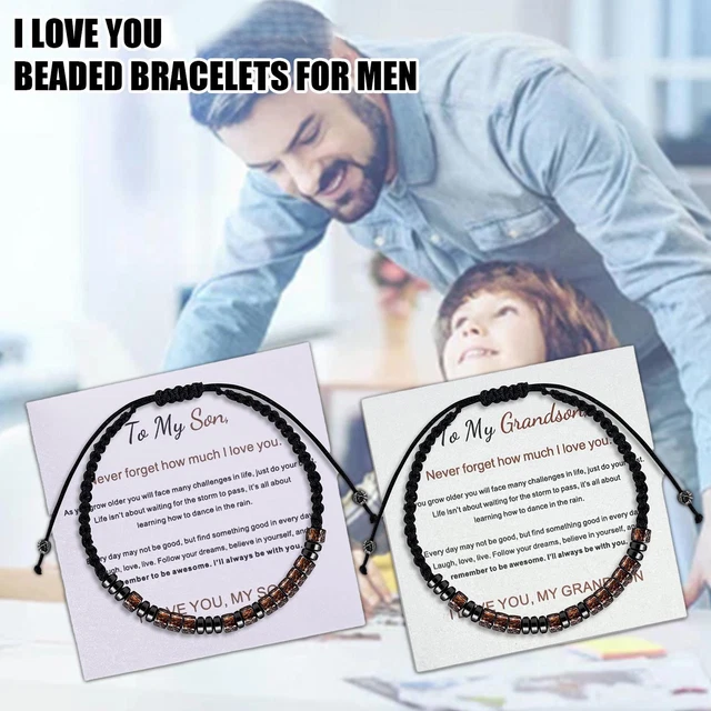 I Love You Morse Code Beaded Bracelets For Men To Graduati Grandson My R7L6