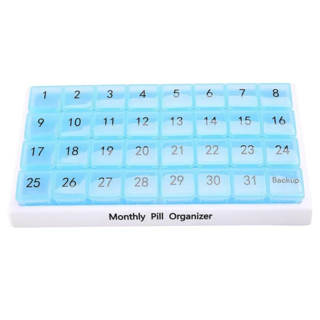 Monthly Pill Organizer 31 Compartments, 1 Per Day, 4 Week Full Month 31 Day1474
