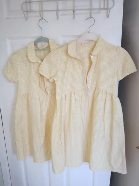 2 x age 9 10 YEARS SCHOOL UNIFORM DRESS YELLOW WHITE CHECK GEORGE KIDS GIRLS