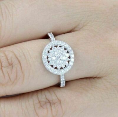 14K White Gold Finish Lab-Created 1.75CT Round Cut VVS1 Diamond Engagement Ring