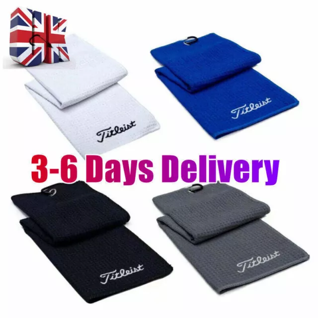 1PC Titleist Golf Towel Cotton W/ Carabiner For Club Ball Cleaner 30*50cm UK