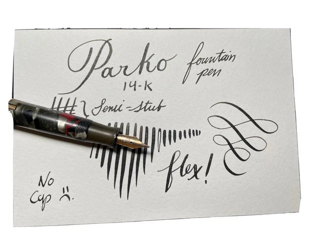 vintage PARCO -fountain pen - 14k gold nib- Flex- for parts -No cap