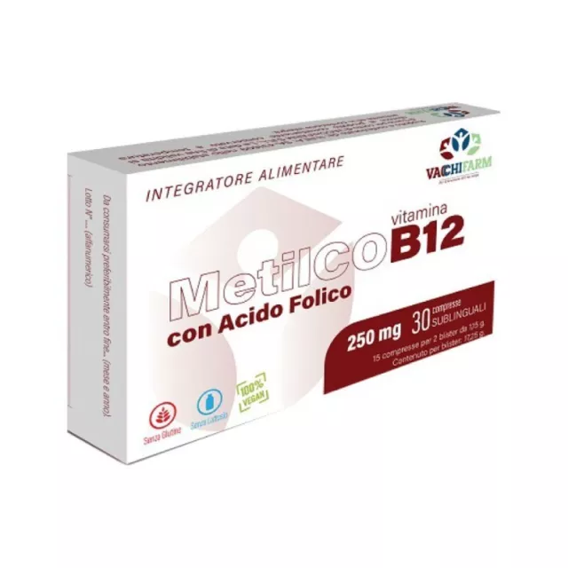 VACCHIFARM MetilcoB12 - Vitamin B12 & Folic Acid supplement 30 Compresse