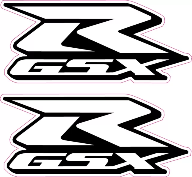 2 x GSXR Suzuki Motorcycle Stickers-White 'R'-Decals Quality Printed Vinyl Label