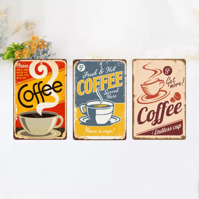 3Pcs Vintage Tin Bar Signs for Cafe Pub Wall Decor