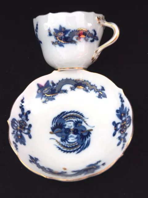 Mokkatasse mit Untertasse, Meissen; Reicher Blauer Drache um 1930 Pfeifferzeit