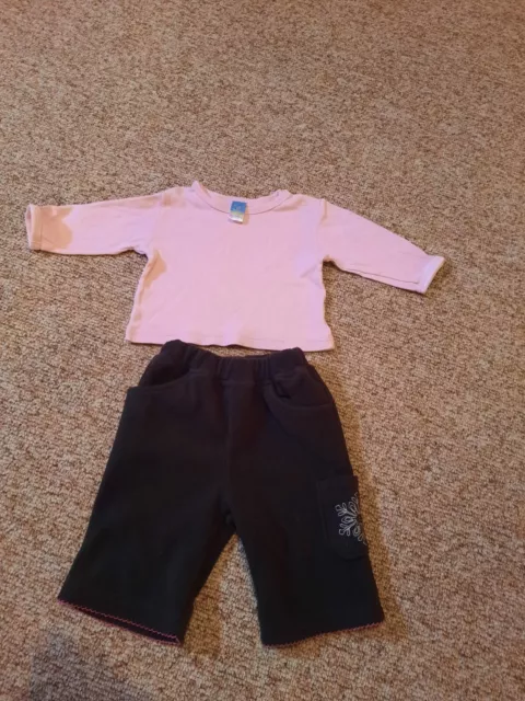 Baby Mädchen Set Hose und Pullover Pulli Gr. 62 rosa braun