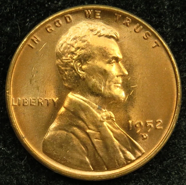 1952 D Uncirculated Lincoln Wheat Cent Penny BU (C03)