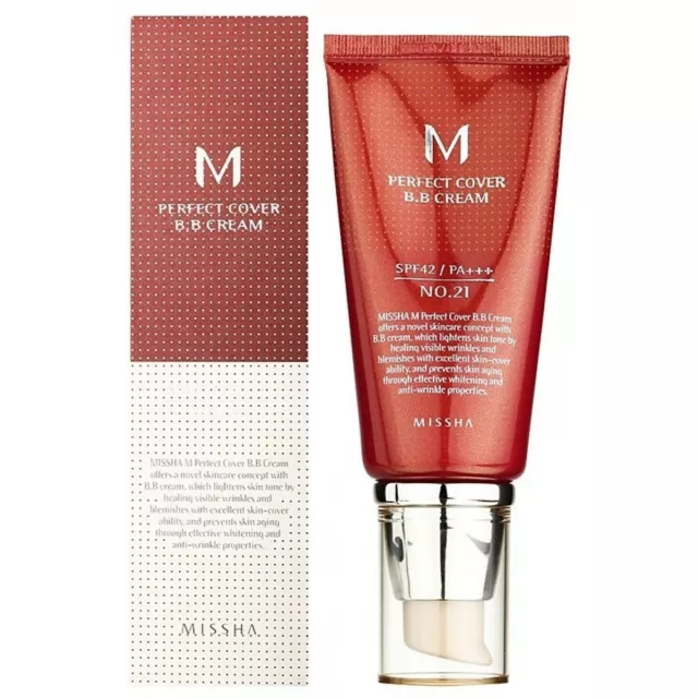 New MISSHA M Perfect Cover BB Cream SPF42/PA+ No. 21 Light Beige 50ml