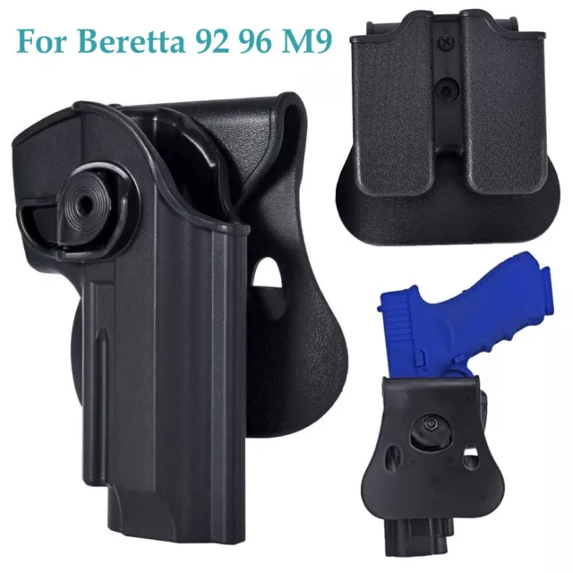 Tactical Retention Rotate Pistol Holster For Beretta 92 96 M9 Magazine Mag Pouch