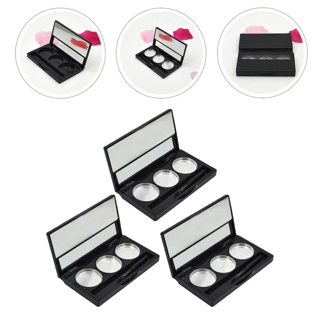 3 Pcs Leere Lidschattenbox Plastik Nachfüllbare Lidschattenbox Black