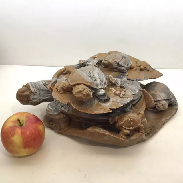 Turtle with Babies - Large Hand-carved Shaushan Chinese Carved Stone Sculpture