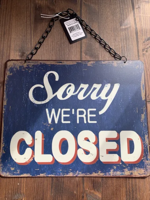 New Creative Co-op Open Closed Tin Sign Business Metal Sign Sorry Were Closed