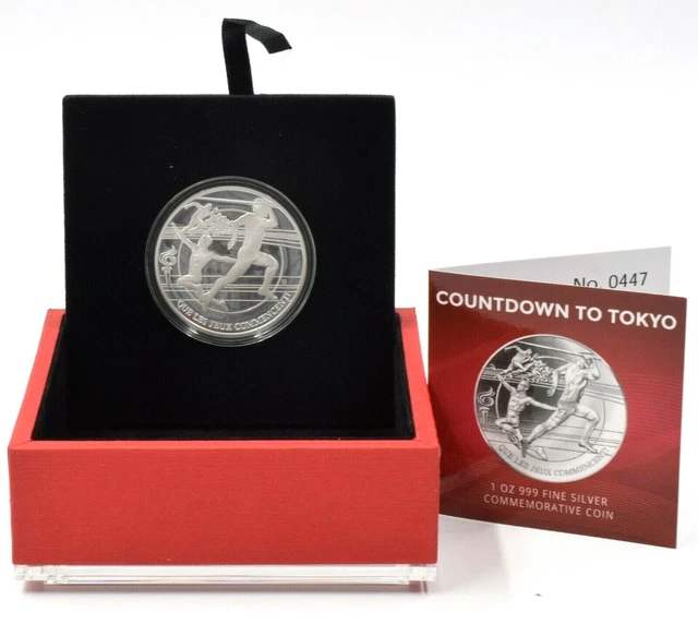 COUNTDOWN TO TOKYO 1oz 999 Silver Proof Commemorative Coin BOXED COA £ ...