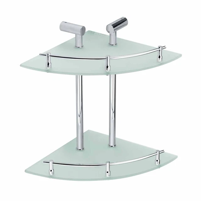 Corner Glass Shelf Dual Tiers Frosted Wall Storage Holder | Renovator's Supply