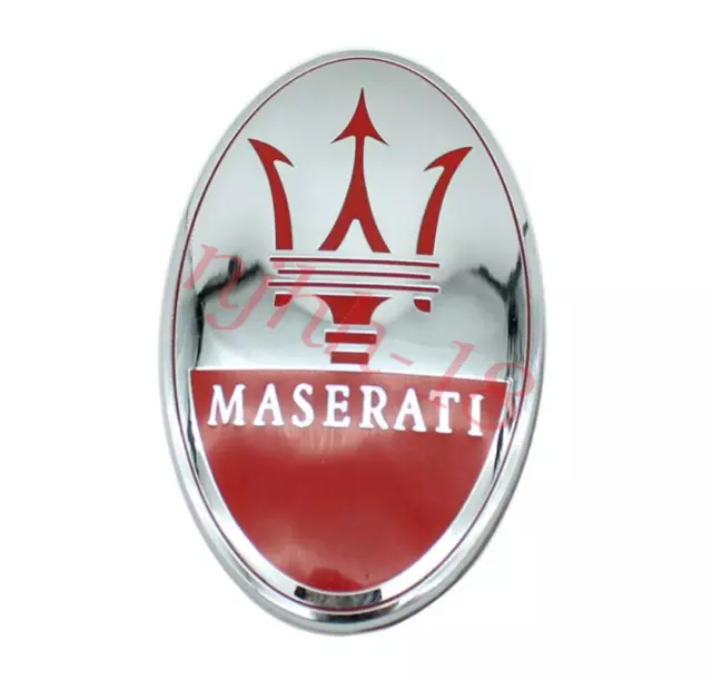 Chrome/Red Maserati Granturismo Quatrroporte Ghibli Front Bumper Emblem Badge