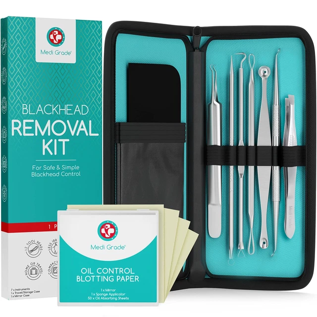 Kit de 7 Instruments d’Extraction de Point Noir Tire Comédons en Acier Inoxyd...