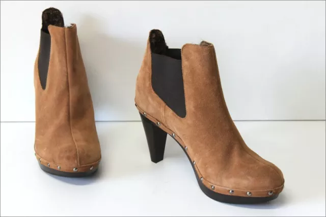 SCHOLL Bottines Boots Fourrées Daim Clouté Caramel T 41  ETAT NEUF 2