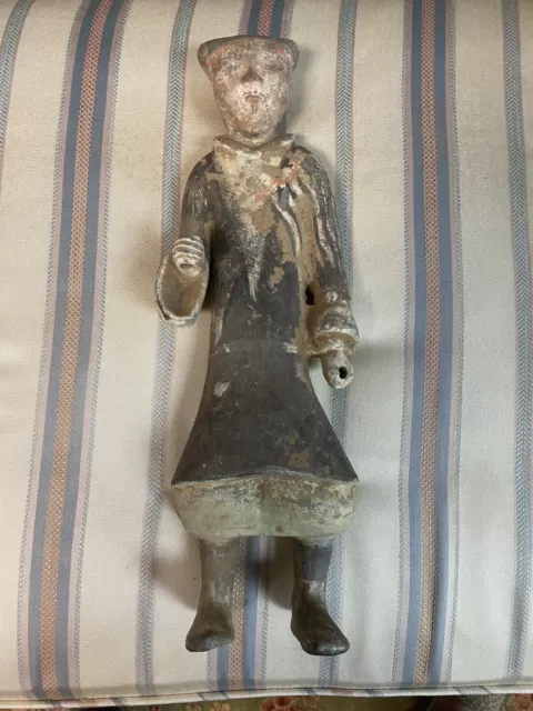 Ancient Han Dynasty Chinese Tomb Attendant Terracotta Painted Pottery Figure